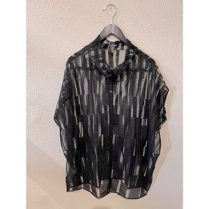 Oska black sheer button up top